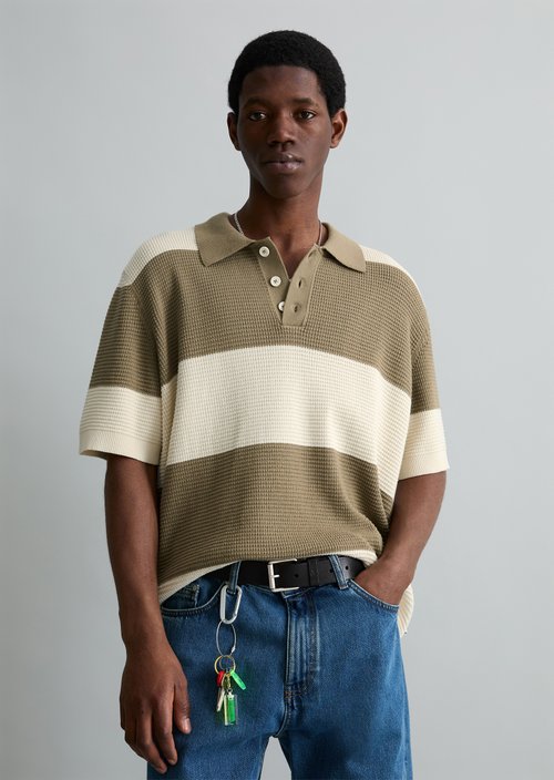 Knitted polo shirt regular — Light Beige