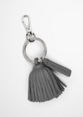 Key ring with leather tassel and logo label - gray | Keychains
