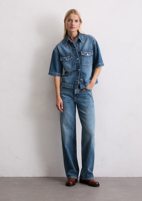 Relaxed fit denim overshirt — Medium Blue