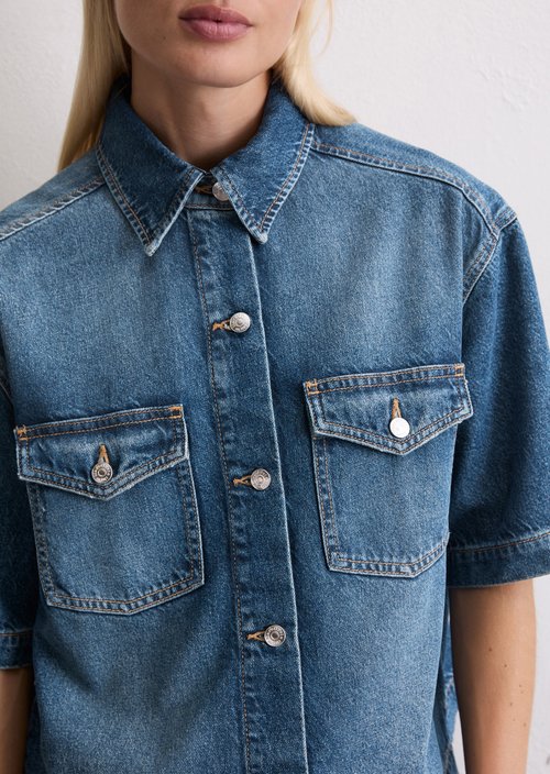 Relaxed fit denim overshirt — Medium Blue