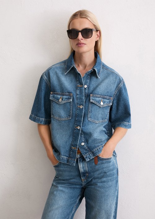 Relaxed fit denim overshirt — Medium Blue