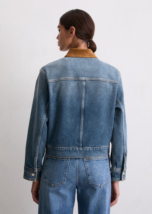 Barn-style relaxed denim jacket — Medium Blue (alternate view)