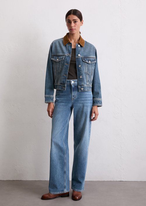 Barn-style relaxed denim jacket — Medium Blue