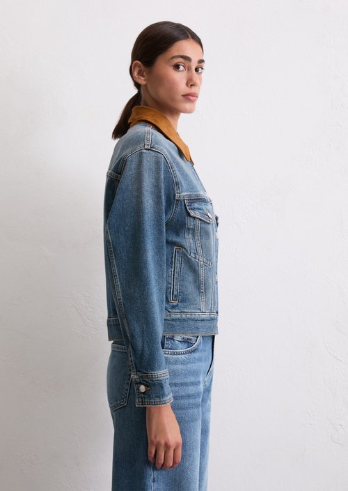 Barn-style relaxed denim jacket — Medium Blue