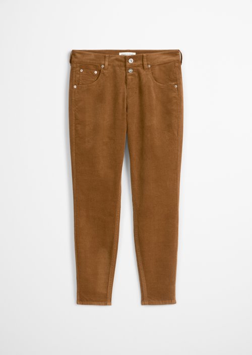 Fine corduroy pants model Theda boyfriend cropped — Umbra Brown