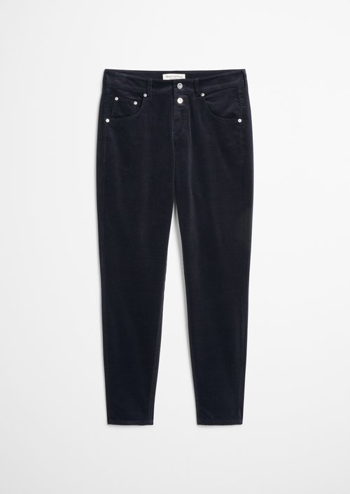 Fine corduroy pants model Theda boyfriend cropped — Deep Night Blue