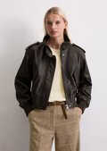 Leather blouson regular made from soft lambskin leather - brown