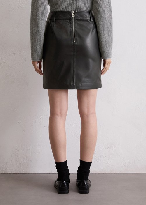 Leather mini skirt regular — Black