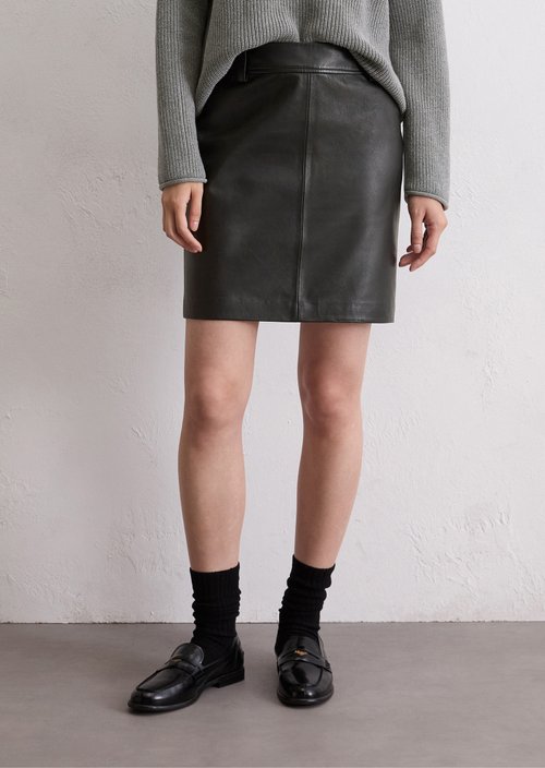 Leather mini skirt regular — Black