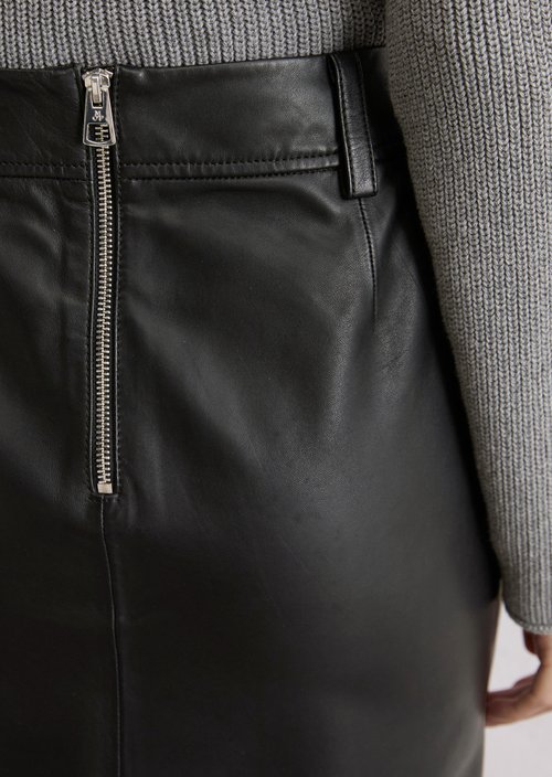 Leather mini skirt regular — Black