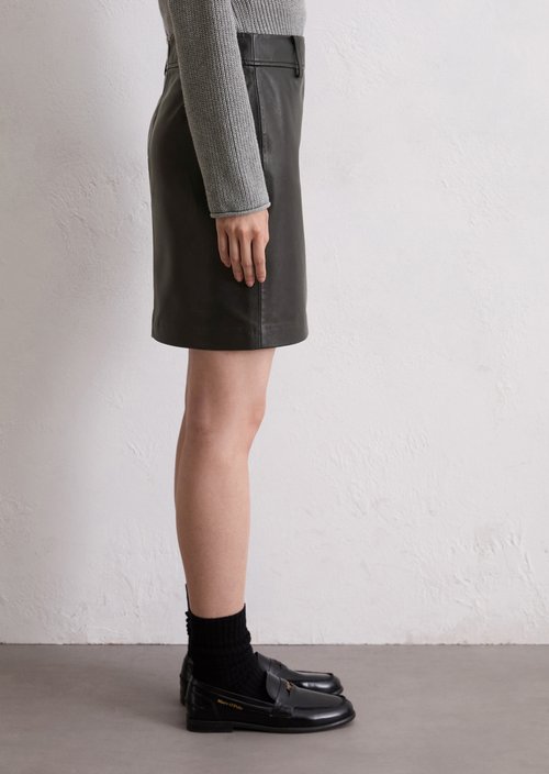 Leather mini skirt regular — Black