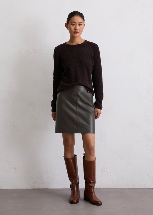 Leather mini skirt regular — Dark Coffee