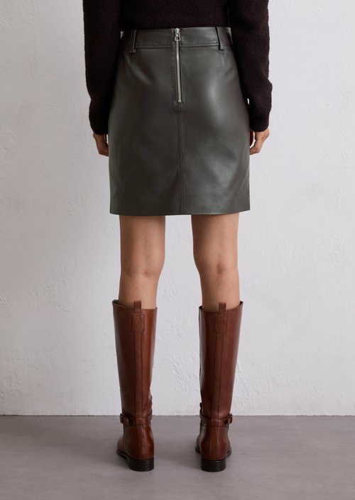 Leather mini skirt regular — Dark Coffee