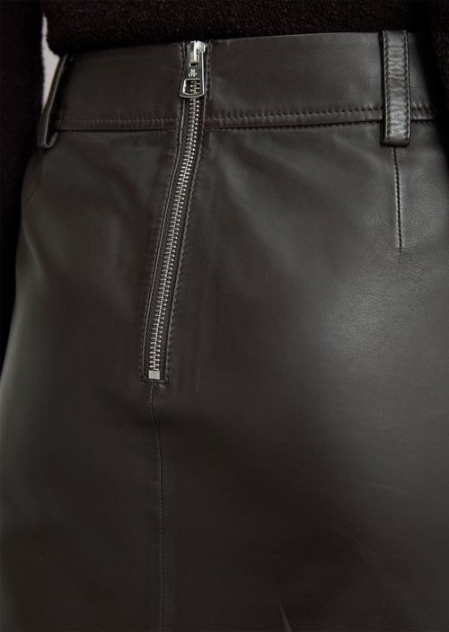 Leather mini skirt regular — Dark Coffee