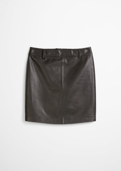 Leather mini skirt regular — Dark Coffee
