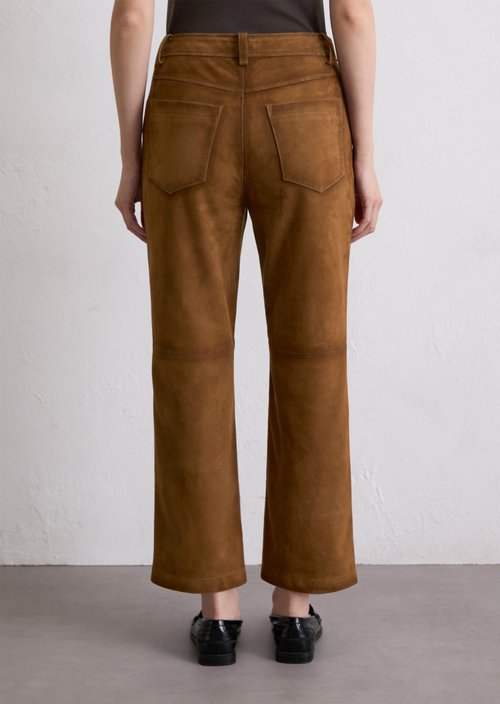 Leather pants regular cropped — Umbra Brown