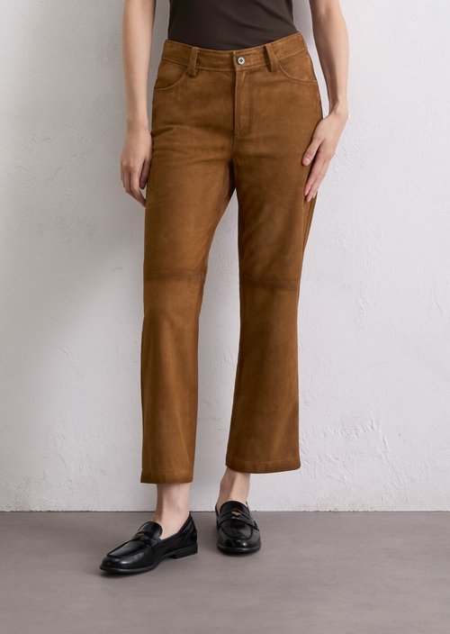 Leather pants regular cropped — Umbra Brown