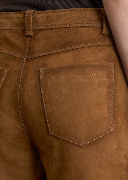 Leather pants regular cropped — Umbra Brown