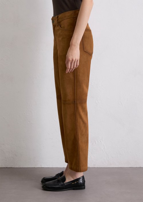 Leather pants regular cropped — Umbra Brown