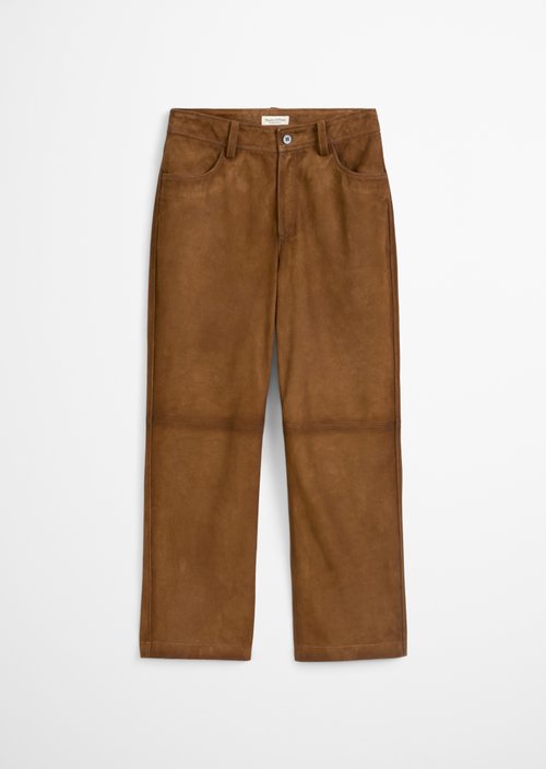 Leather pants regular cropped — Umbra Brown