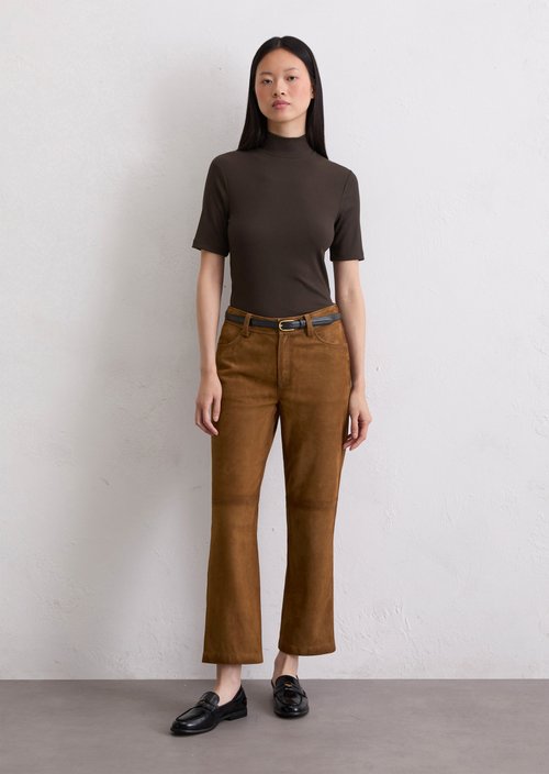 Leather pants regular cropped — Umbra Brown
