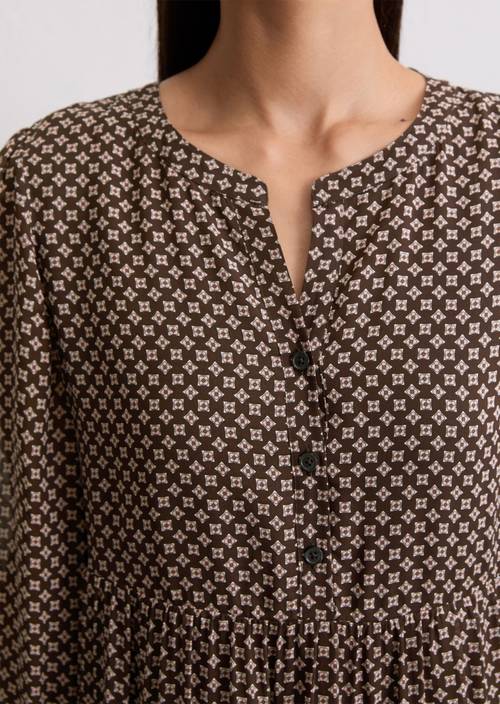 Korte gestreepte jurk regular Dark Brown in detailaanzicht