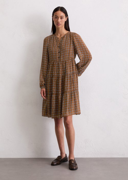 Short tiered dress regular — Medium Brown