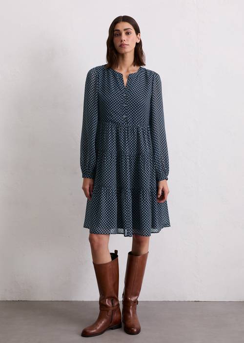 Korte gestreepte jurk regular Dark Blue in vooraanzicht