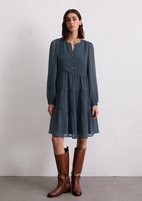 Short tiered dress regular — Dark Blue