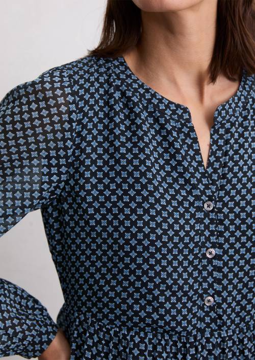 Korte gestreepte jurk regular Dark Blue in detailaanzicht