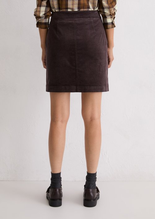 Corduroy mini skirt A-shape — Dark Coffee
