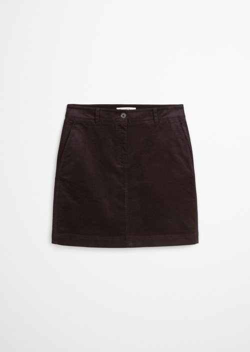 Corduroy mini skirt A-shape — Dark Coffee