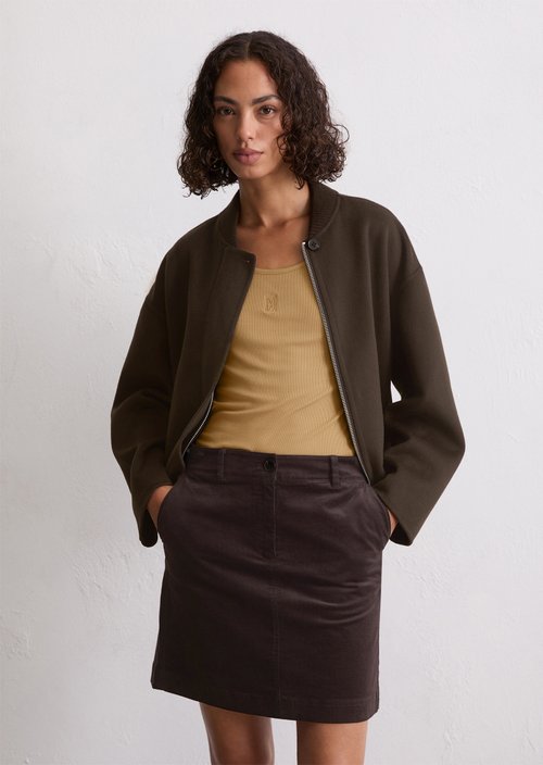 Corduroy mini skirt A-shape — Dark Coffee