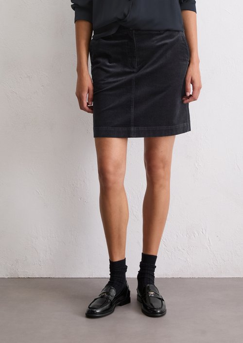 Corduroy mini skirt A-shape — Deep Night Blue