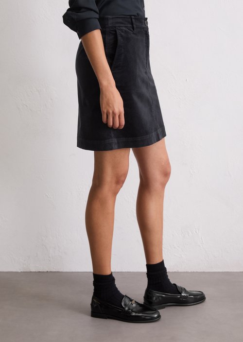 Corduroy mini skirt A-shape — Deep Night Blue