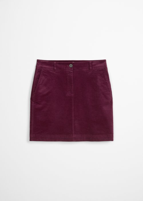 Corduroy mini skirt A-shape — Aubergine Red