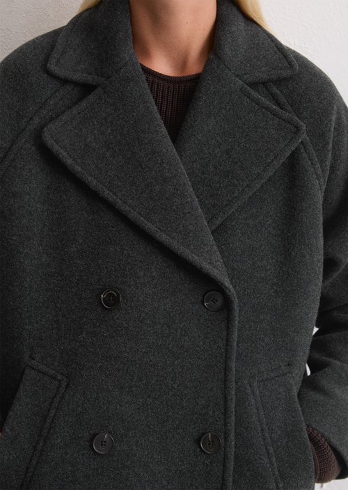 Oversized cape-style coat — Dark Grey Melange