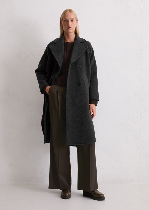 Oversized cape-style coat — Dark Grey Melange