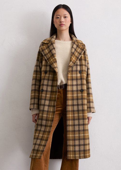 Checked coat relaxed — Dark Brown