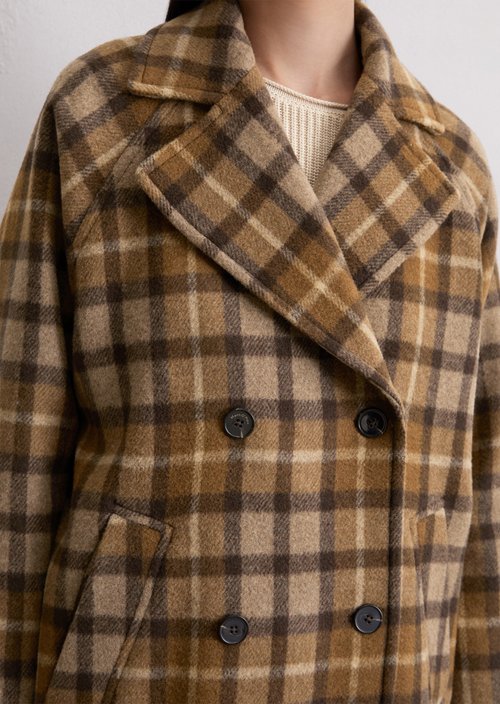 Checked coat relaxed — Dark Brown