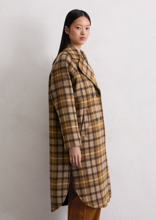 Checked coat relaxed — Dark Brown