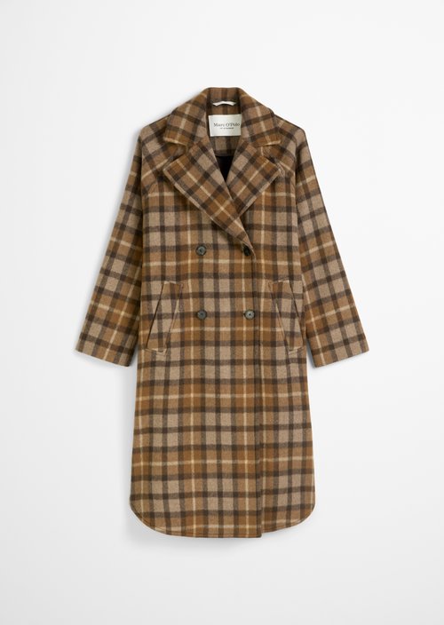 Checked coat relaxed — Dark Brown