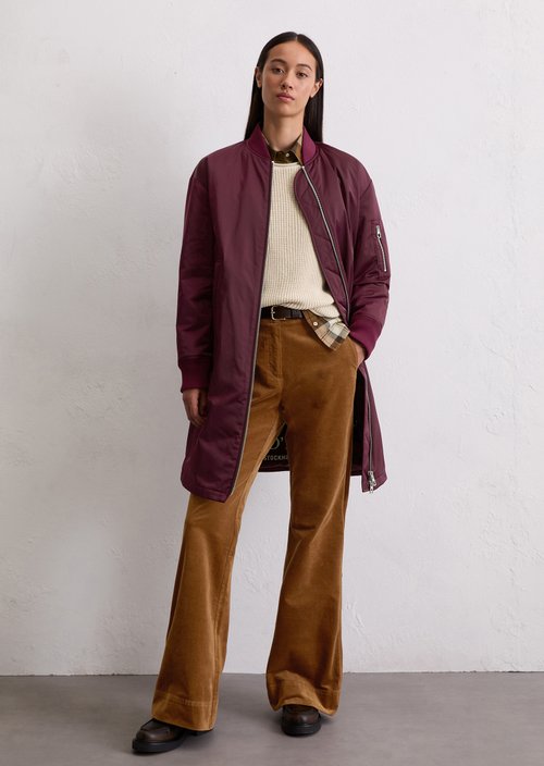 Regular aviator-style blouson coat — Aubergine Red