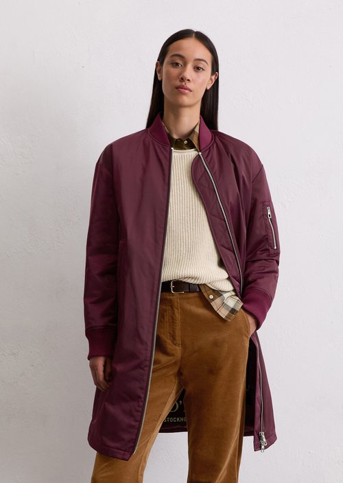 Regular aviator-style blouson coat — Aubergine Red