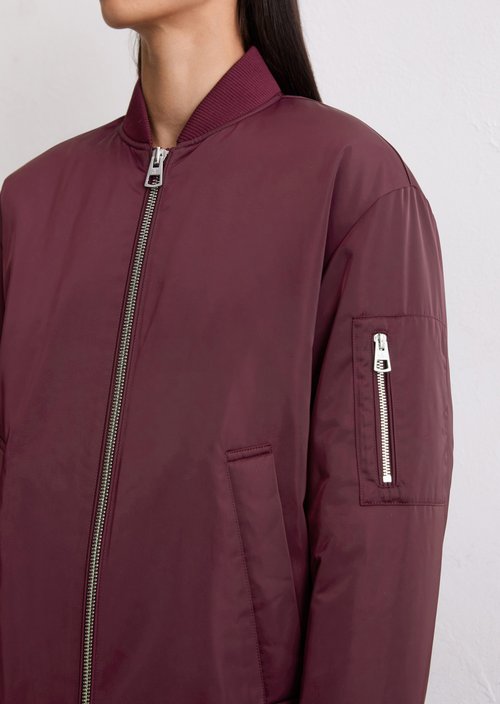 Regular aviator-style blouson coat — Aubergine Red