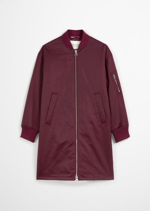 Regular aviator-style blouson coat — Aubergine Red