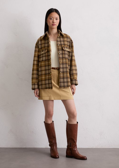 Checked overshirt relaxed — Dark Brown