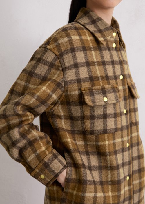 Checked overshirt relaxed — Dark Brown