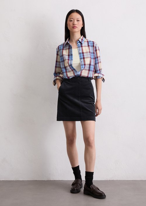 Check blouse fitted — Light Blue