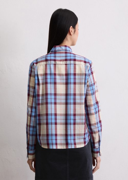 Check blouse fitted — Light Blue